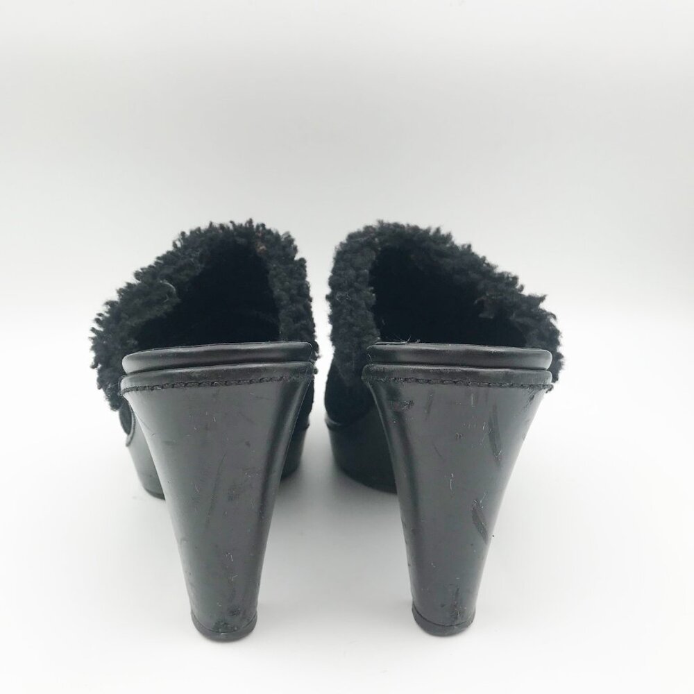 COACH Aubrey Black Suede Fur Lined High Heel Y2K Heeled Mules Womens 7 - Picture 5 of 13